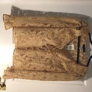 INC lace ruffled top new, size M rhinestone buttons, great for the holidays